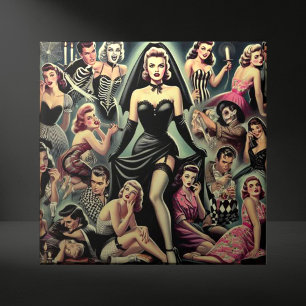 Vintage Goth Pin-UPS Kakelplatta