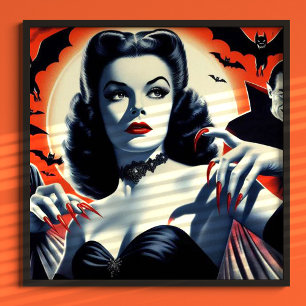 Vintage Goth Vampire Woman Poster