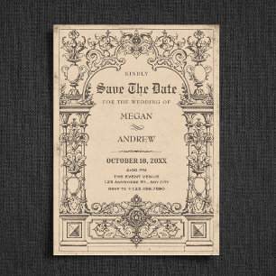 Vintage gothic arch bröllop spara datumet