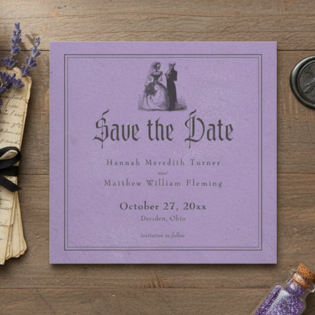 Vintage Gothic Black Toile Purple Wedding Spara Datumet (Skapare uppladdad)