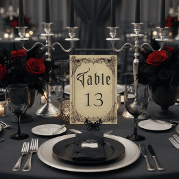 Vintage Gothic Black Toile Tan Wedding Bordsnummer