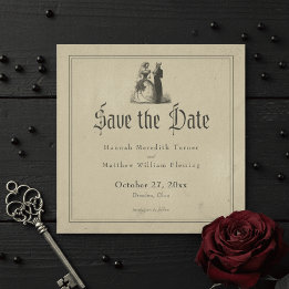 Vintage Gothic Black Toile Tan Wedding Spara Datumet