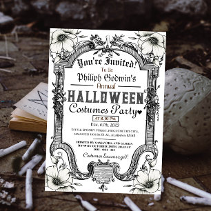 Vintage Gothic Classic Halloween Costume Party Inbjudningar