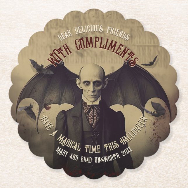 Vintage Gothic Dracula Halloween Underlägg Papper (Framsida)