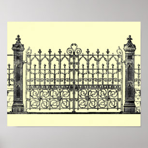 Vintage Gothic Fence och Grind Poster