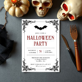 Vintage Gothic Fladdermus Vuxen Halloween fest Inbjudningar