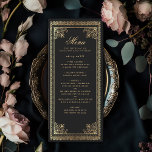 Vintage Gothic Guld Victorian Bröllop Meny<br><div class="desc">Elegant och modern bröllop-design inspirerad av en gotisk Victorian Art stil. Design är inte en riktig folie. Matcha artiklar i vår butik för ett helt tema i party. Kontakta oss på ThePaperieGarden@gmail.com för ytterligare frågor.</div>