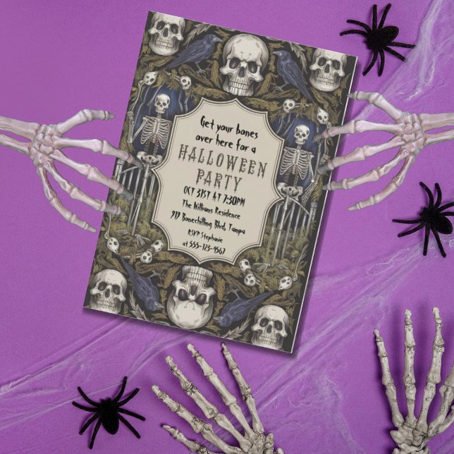 Vintage Gothic Halloween fest Inbjudningar (Gothic Halloween Invitation)
