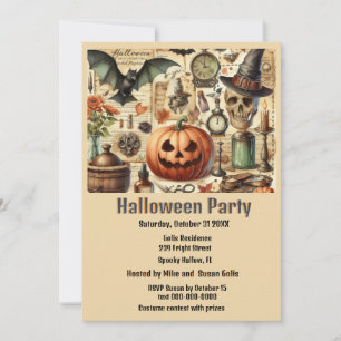 Vintage Gothic Halloween-fest Inbjudningar
