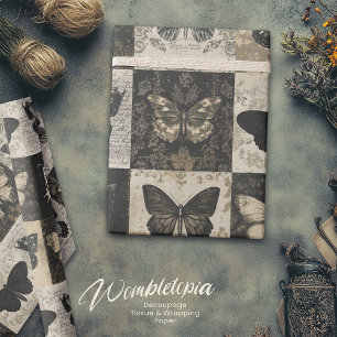 Vintage Gothic Halloween Moth Collage Presentpapper
