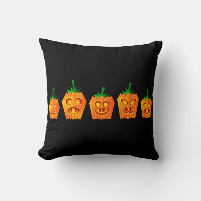 Vintage Gothic Halloween Pumpkins Kudde (Framsida)
