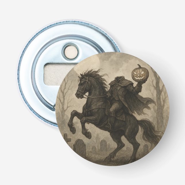 Vintage/Gothic Headless Horseman Halloween/hösten Flasköppnare (Framsidan)