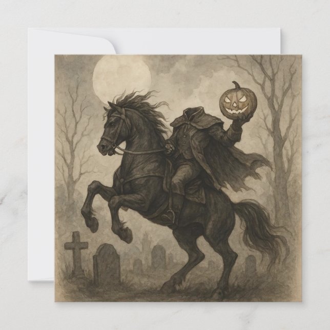 Vintage/Gothic Headless Horseman Halloween/hösten Inbjudningar (Framsida)