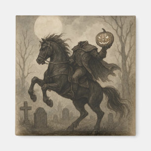 Vintage/Gothic Headless Horseman Halloween/hösten Magnet