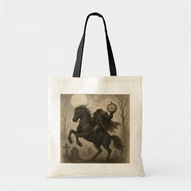Vintage/Gothic Headless Horseman Halloween/hösten Tygkasse (Framsidan)