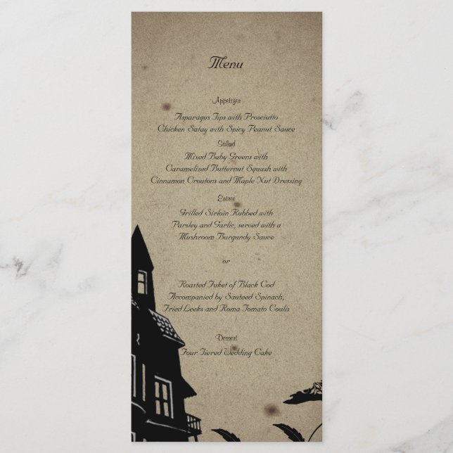 Vintage Gothic House Bröllop Menu Meny (Framsida)