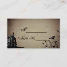 Vintage Gothic House Bröllop Place Card Placeringskort