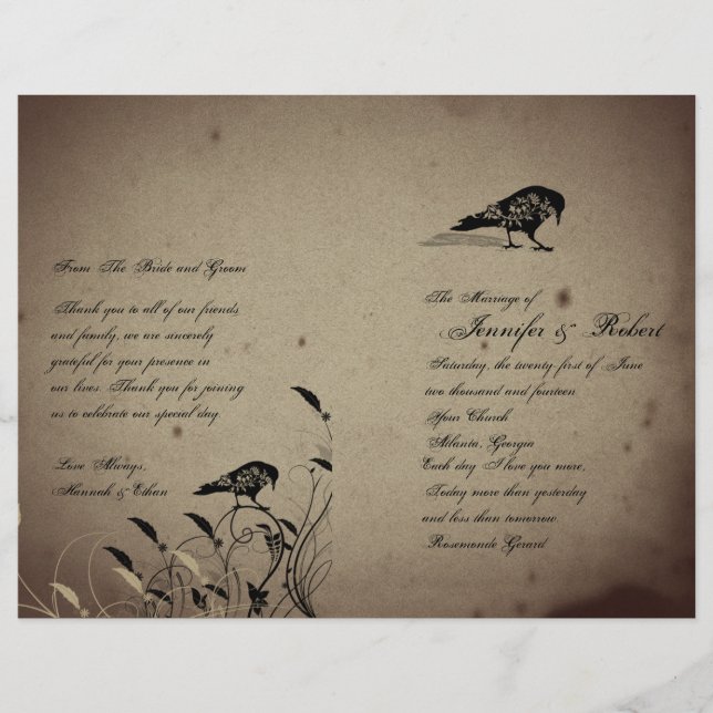 Vintage Gothic House-Bröllopsprogram (Framsida)