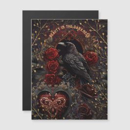 Vintage Gothic Mörk Beauty Kråka Raven Röd ros