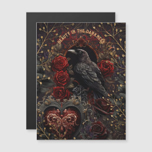Vintage Gothic Mörk Beauty Kråka Raven Röd ros