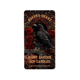Vintage Gothic Mörk Beauty Kråka Raven Röd ros Adressetikett