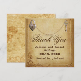 Vintage Gothic Skeleton Nyckel bröllop Tack Kort