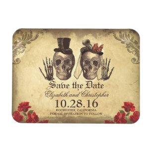 Vintage Gothic Skeleton - spara datumet Magnet