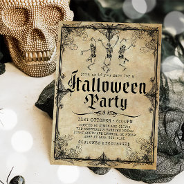 Vintage Gothic Skeleton Vuxen Halloween fest Inbjudningar