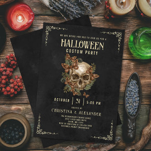 Vintage Gothic Skull Elegant Vuxen Halloween fest Inbjudningar