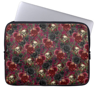 Vintage Gothic Skull och Ro Red and Black Laptop Fodral