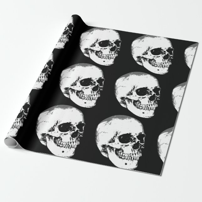 Vintage Gothic Skull Presentpapper (Utrullad)
