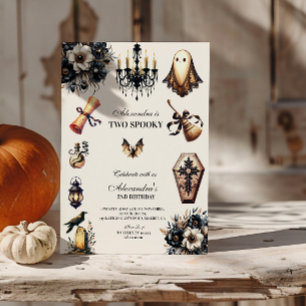 Vintage Gothic Spooky 2:a födelsedagen Halloween Inbjudningar