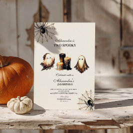 Vintage Gothic Spooky Halloween 2:a födelsedagen Inbjudningar