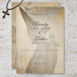 Vintage Gothic Stone Angel Bröllop Inbjudningar