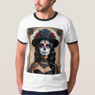 Vintage Gothic Sugar Skull Ro Shirt T