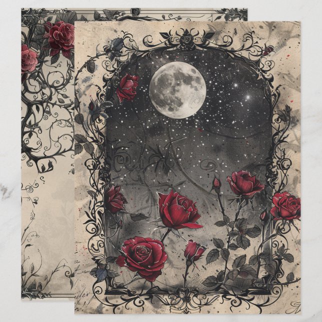 Vintage Gothic Sunk Journal Page (Fram/baksida)