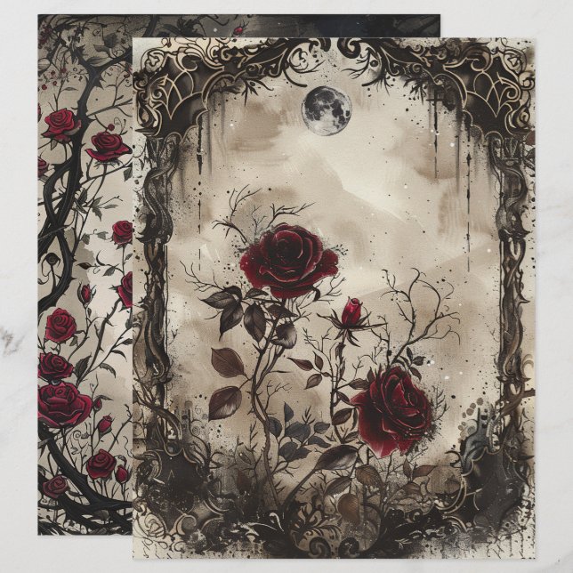 Vintage Gothic Sunk Journal Page (Fram/baksida)