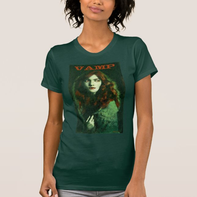 Vintage Gothic Vampire Dam T-shirt (Framsida)