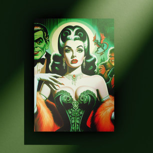 Vintage Gothic Vampire Woman Vykort