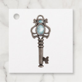 Vintage gotisk blå ädelsten nyckel gåvor etiketter