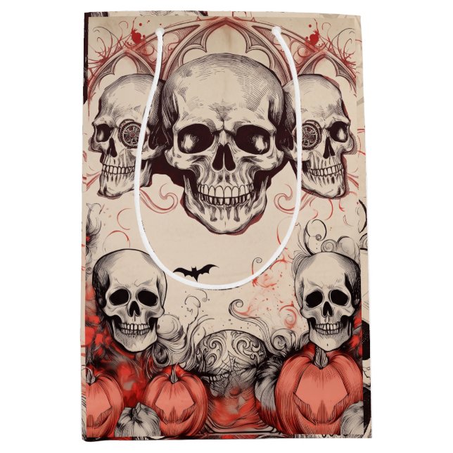 Vintage gotisk dödskalle Halloween presentbag mede (Framsidan)