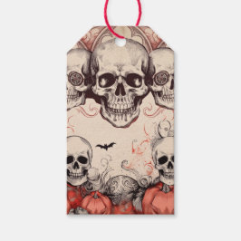 Vintage gotisk dödskalle Halloween presenttagg Presentetikett
