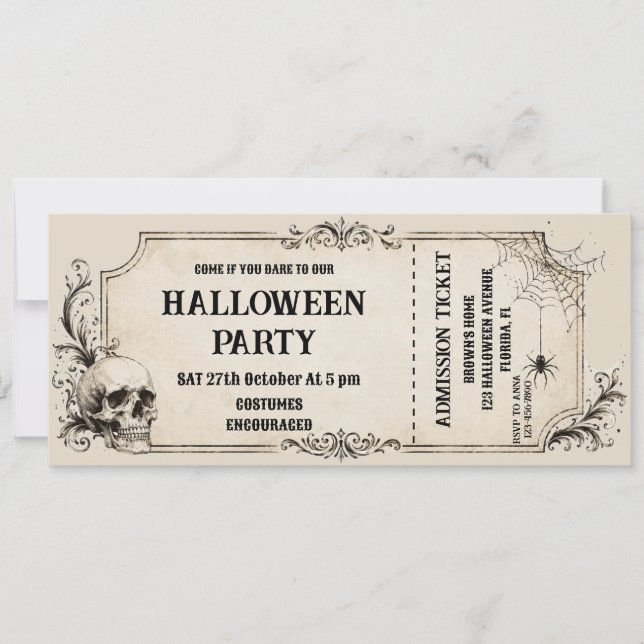 Vintage gotisk Halloween-fest födelsedag Inbjudningar (Framsida)
