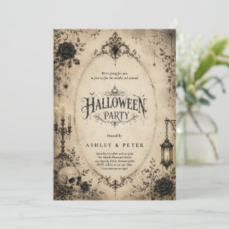 Vintage gotisk Halloween-fest inbjudan