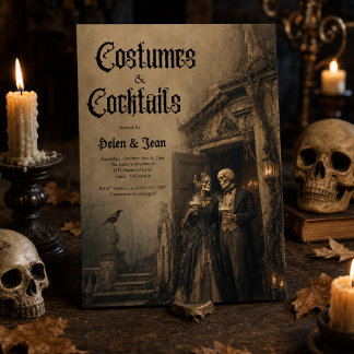 Vintage gotisk Halloween-kostym för par, cocktail  Inbjudningar