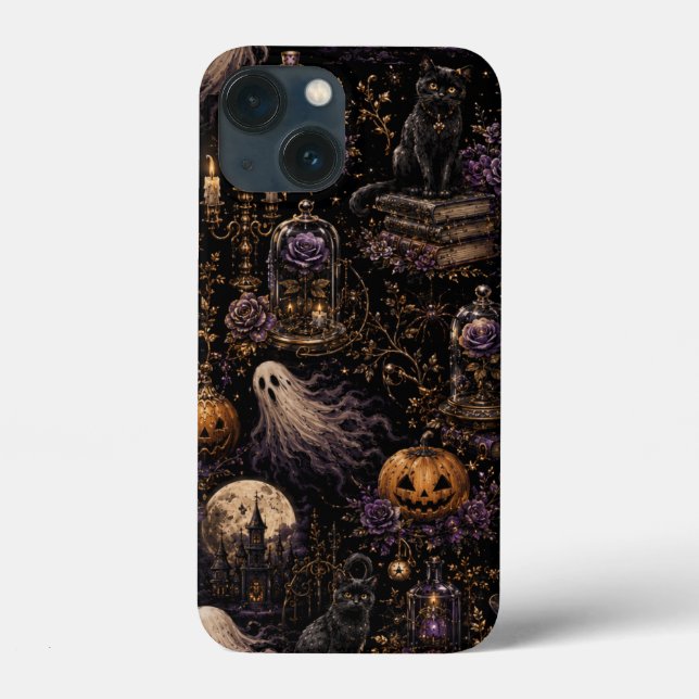 Vintage gotisk Halloween kuslig natt mönster (Baksida)
