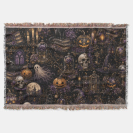 Vintage gotisk Halloween kuslig natt-mönster Filt