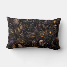 Vintage gotisk Halloween kuslig sömlös mönster Lumbarkudde