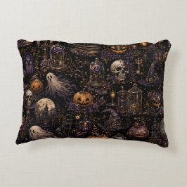 Vintage gotisk Halloween kuslig sömlös mönster Prydnadskudde