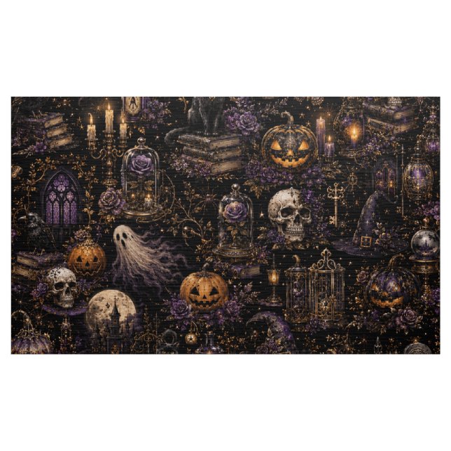 Vintage gotisk Halloween kuslig sömlös mönster Tyg (Yard)